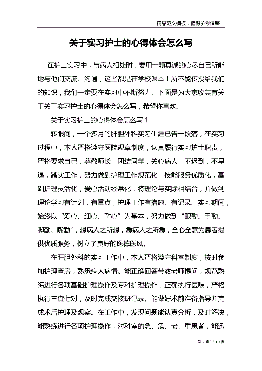 关于实习护士的心得体会怎么写_第2页