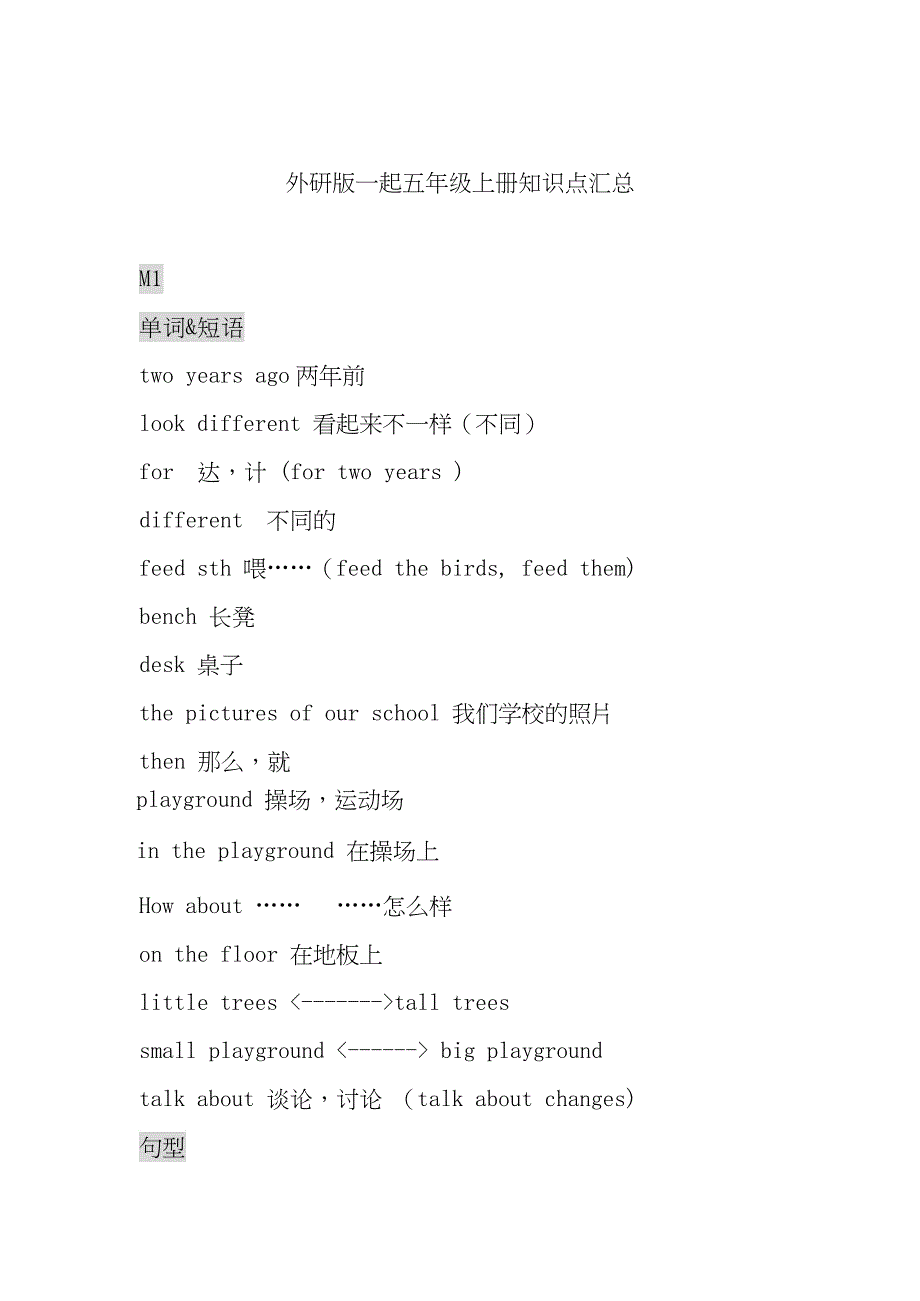 五年级上册知识点汇总(外研版一起)_第1页