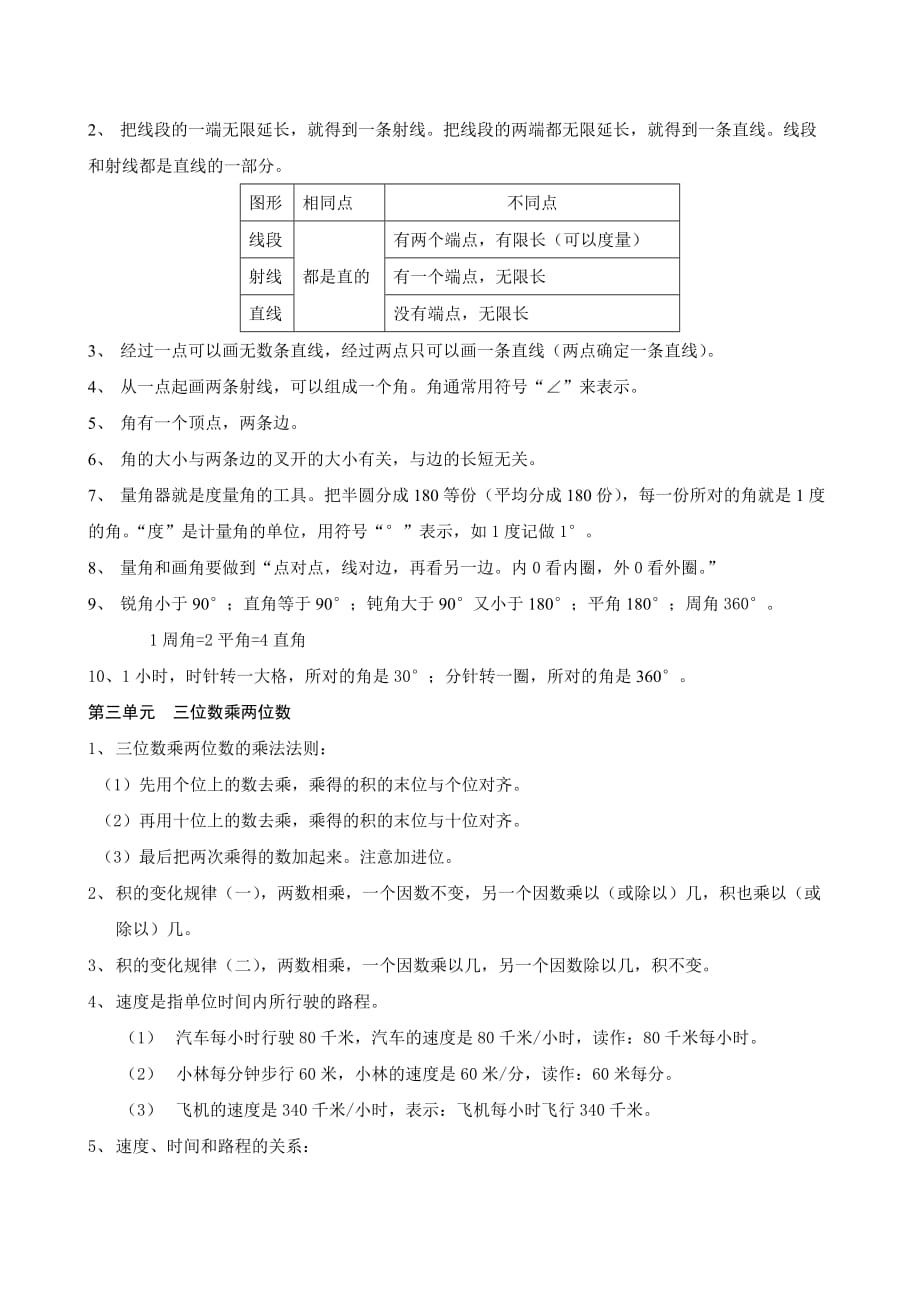 人教版四年级数学上册概念知识整理_第2页