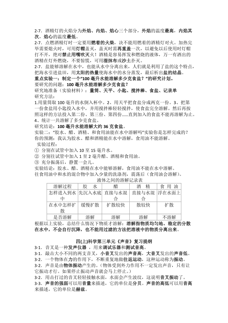 四年级上册科学期末复习重点知识归纳_第3页