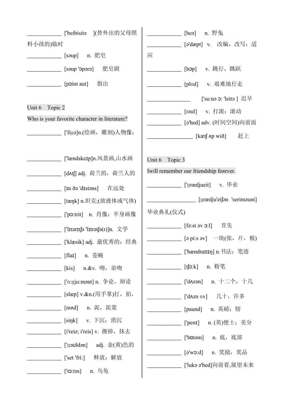 仁爱版九年级下册英语单词默写版-含音标_第5页