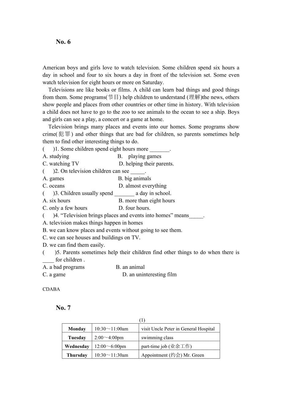 六年级英语阅读理解专项练习(-45篇含答案)_第5页