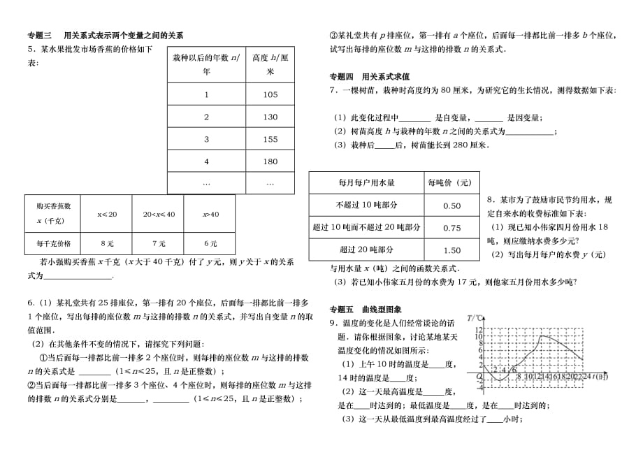 北师大版七年级(下册)数学第三章变量间的关系知识点梳理与典型例题_第3页