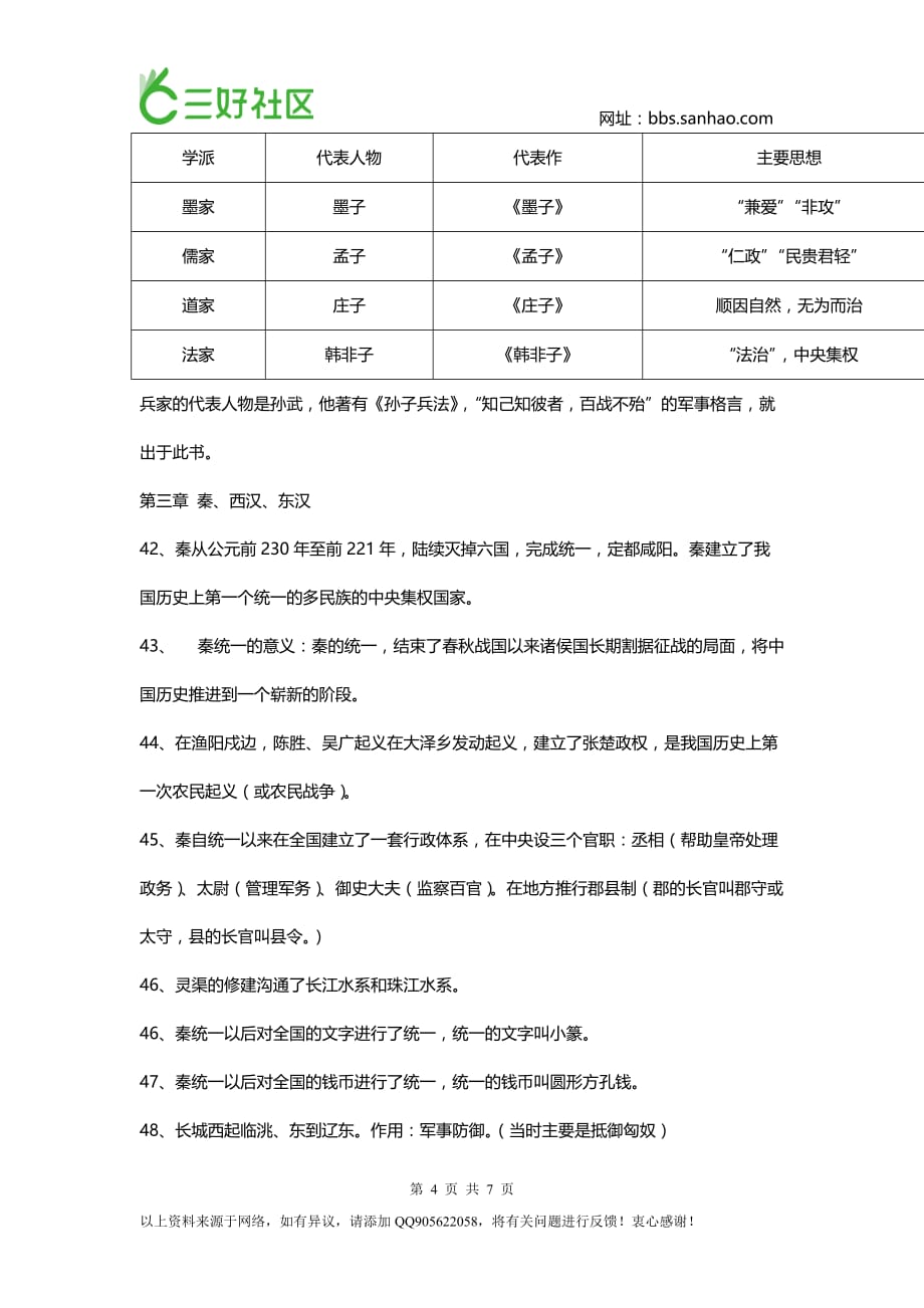 中考复习资料-七年级上学期历史期中考试知识点_第4页