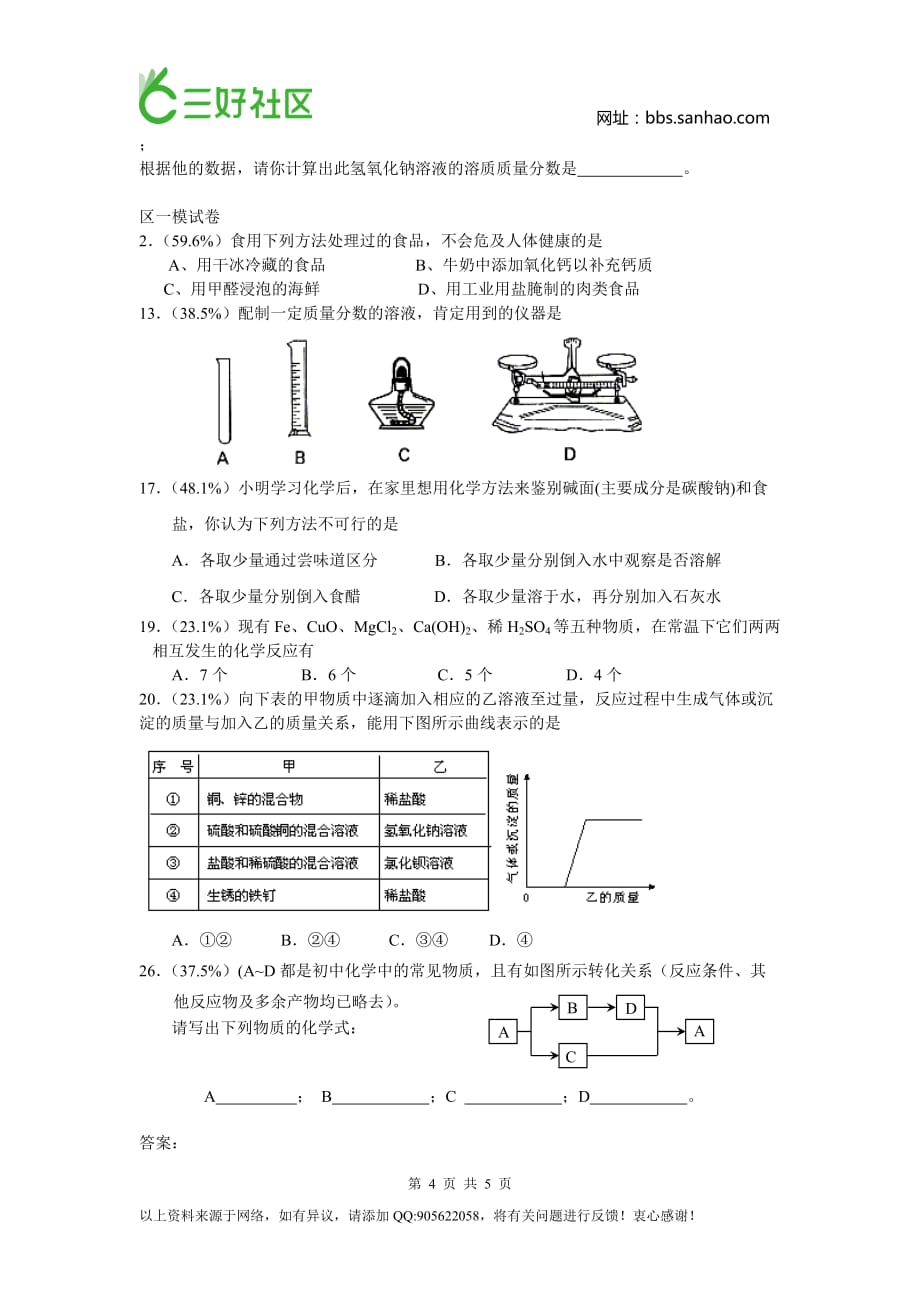 中考复习资料-初三中考化学错题集(1)_第4页