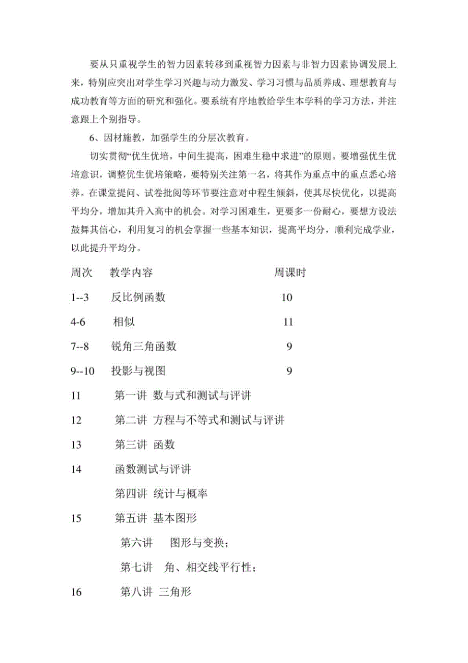 (人教版)九年级数学下册全册教学计划及进度表(3篇)_第3页