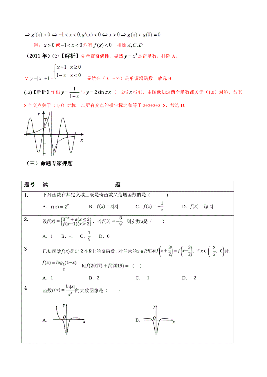 2021冲刺高考数学复习（理）：函数与导数小题（含答案）_第4页