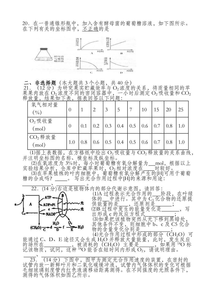 高中生物光合作用与呼吸作用复习题（经典习题）（完整资料）_第3页