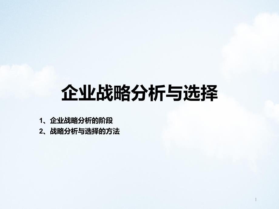 企业战略分析与选择PPT课件讲义教材_第1页