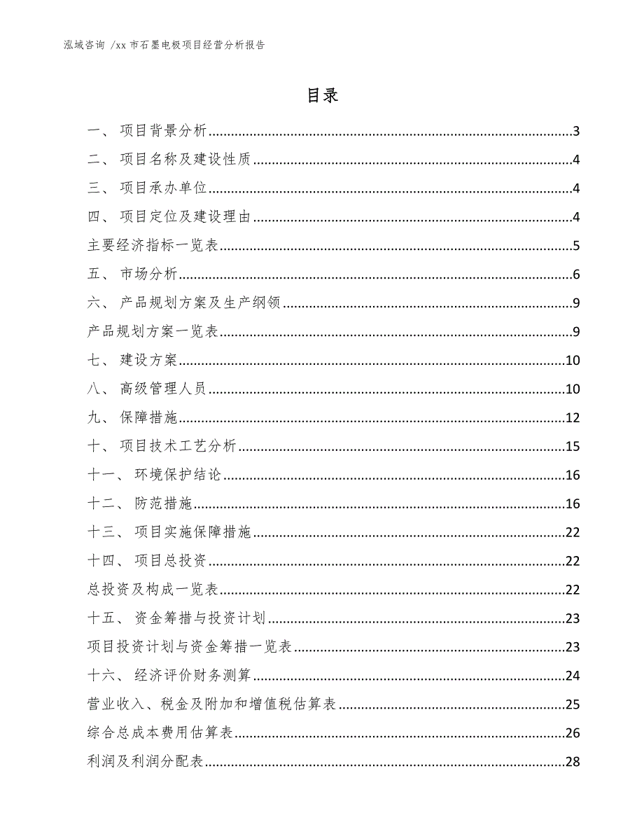 xx市石墨电极项目经营分析报告（参考模板）_第1页