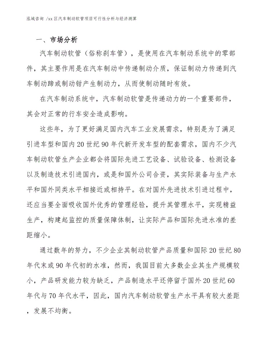 xx区汽车制动软管项目可行性分析与经济测算（模板参考）_第3页