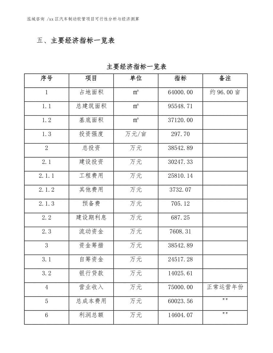 xx区汽车制动软管项目可行性分析与经济测算（模板参考）_第5页