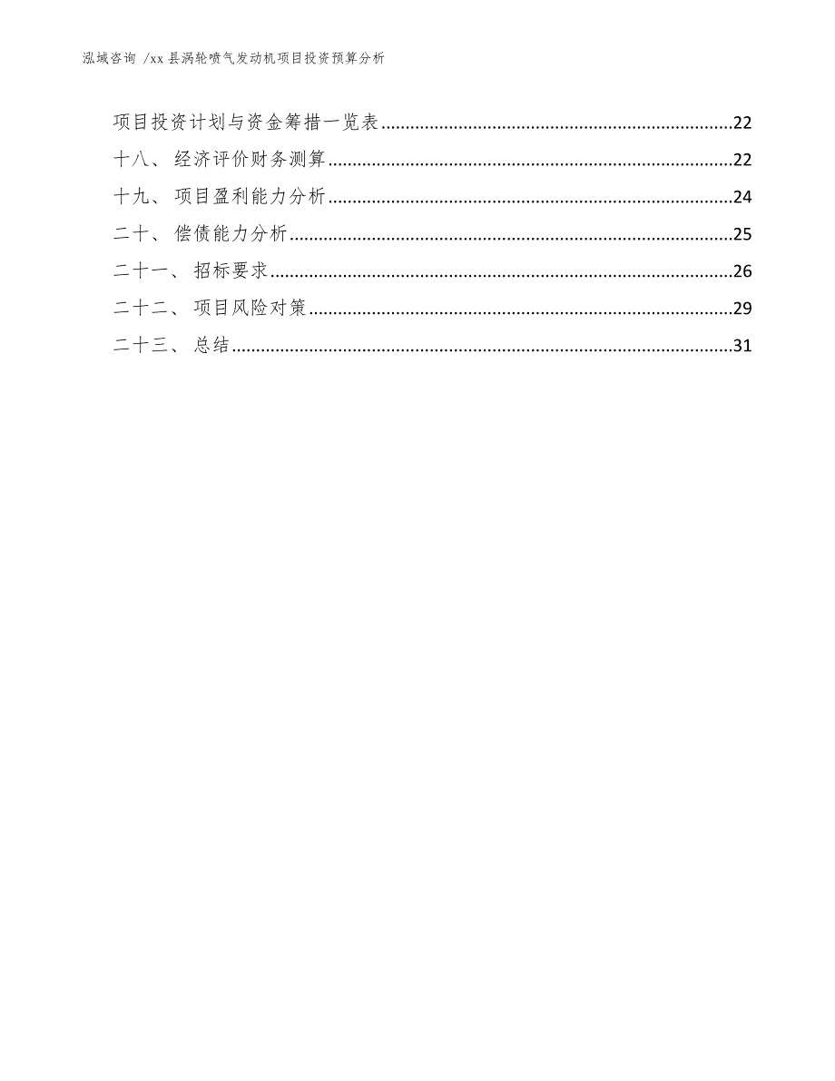 xx县涡轮喷气发动机项目投资预算分析（范文模板）_第2页