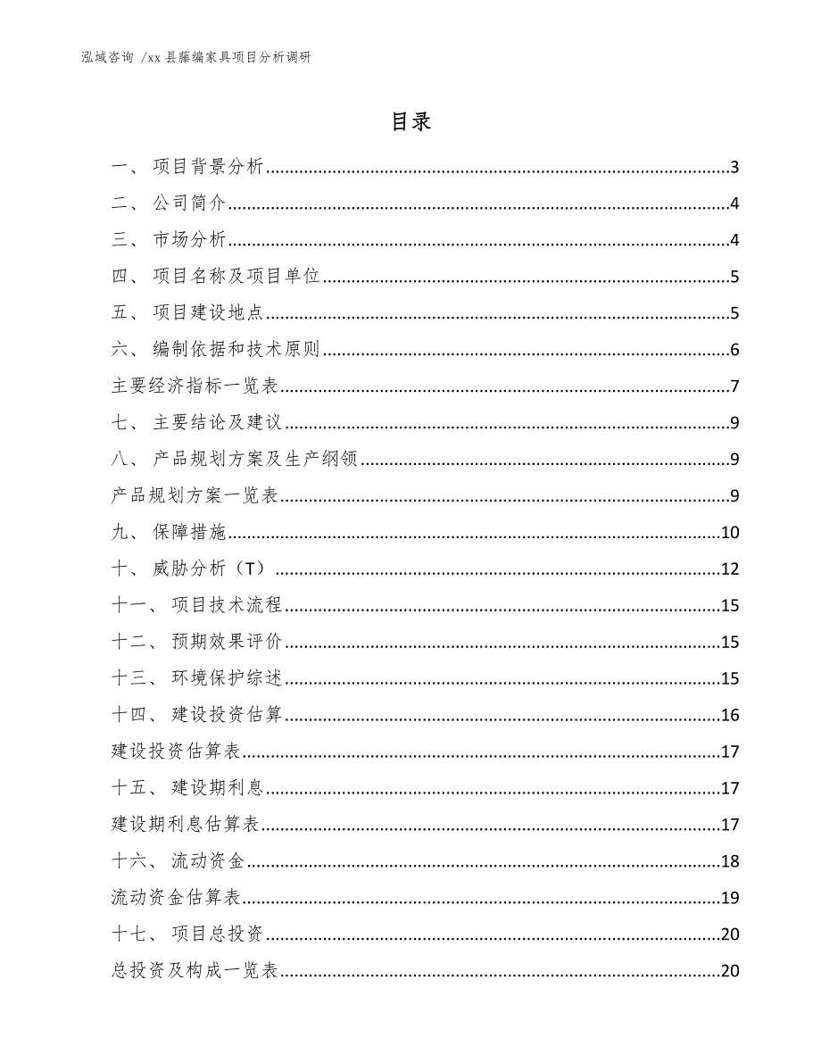 xx县藤编家具项目分析调研（参考模板）_第1页