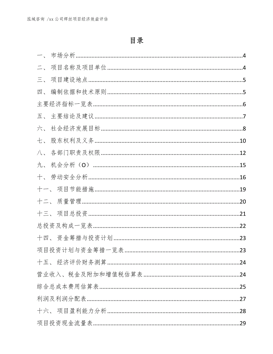 xx公司焊丝项目经济效益评估（模板参考）_第1页