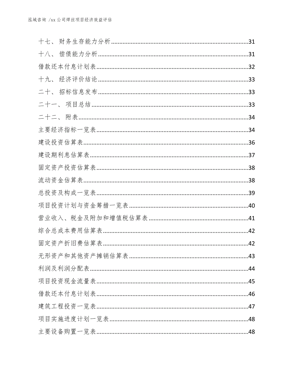 xx公司焊丝项目经济效益评估（模板参考）_第2页