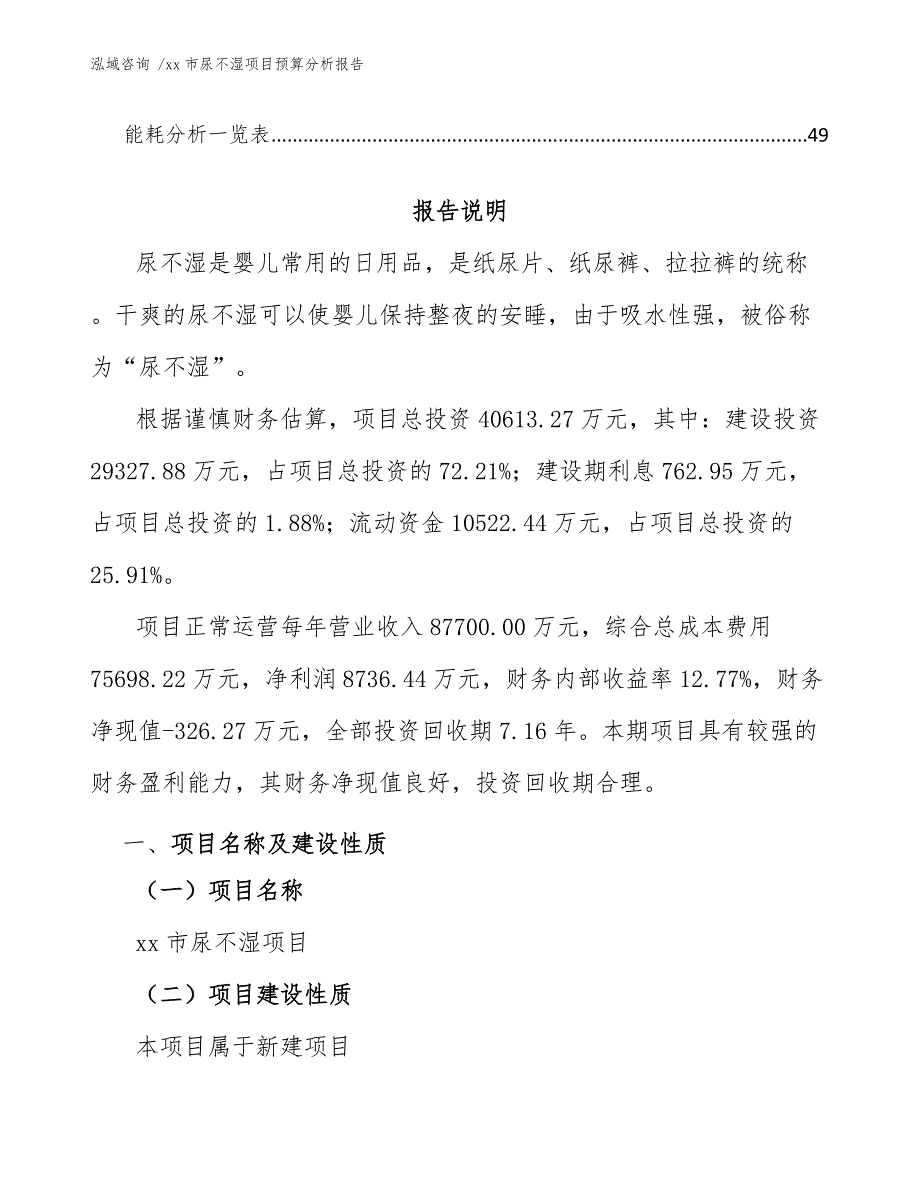 xx市尿不湿项目预算分析报告（模板范本）_第3页