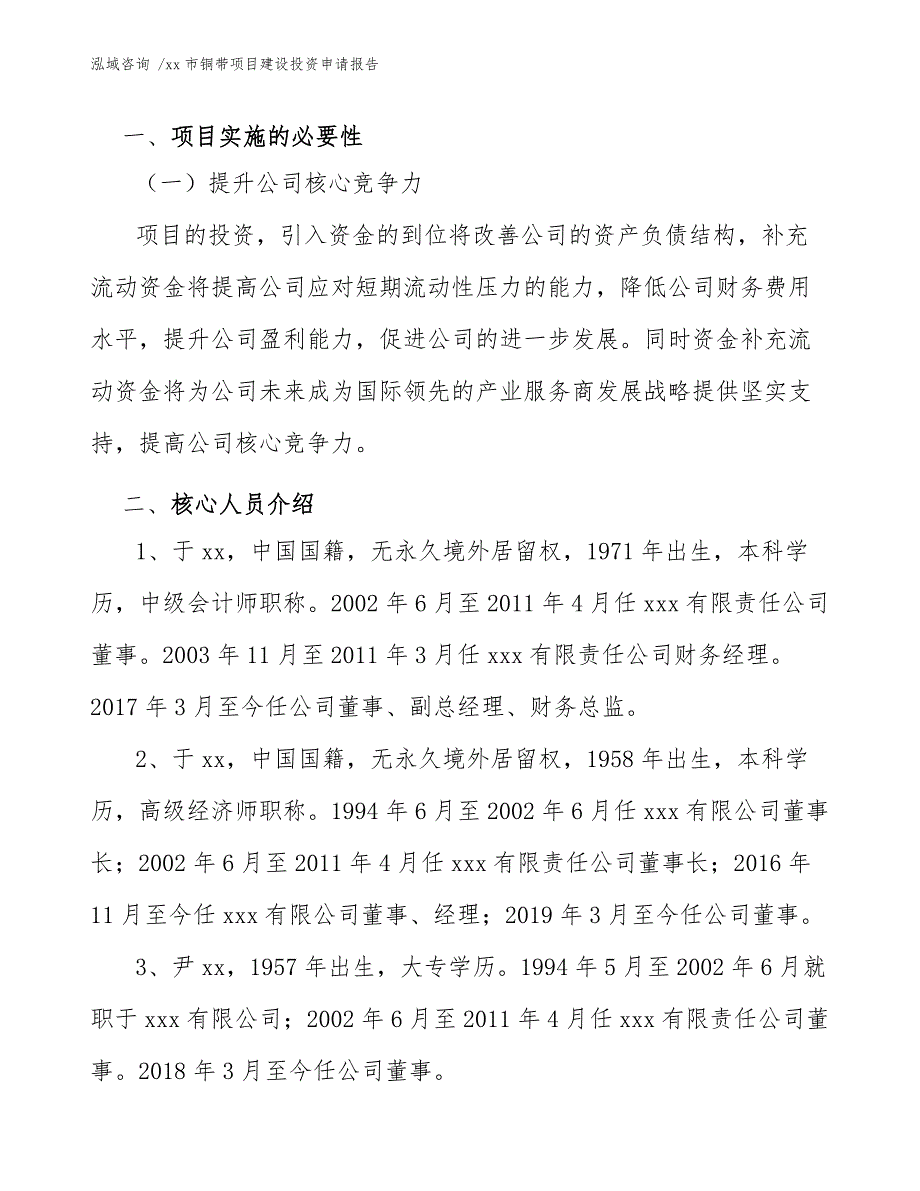 xx市铜带项目建设投资申请报告（模板范文）_第3页