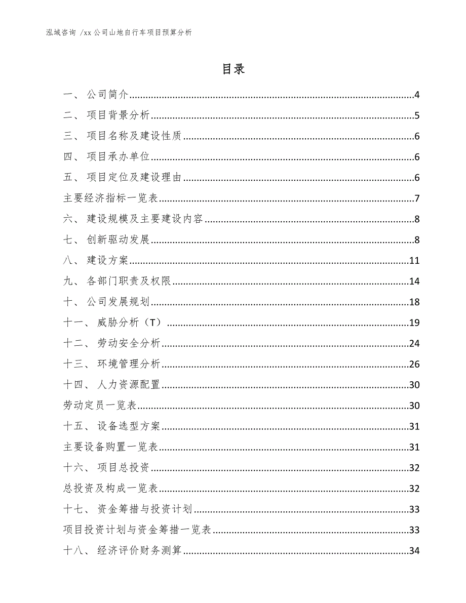 xx公司山地自行车项目预算分析（模板）_第2页