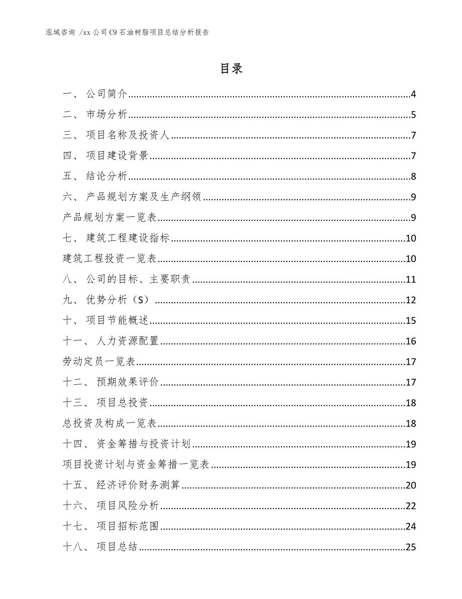 xx公司C9石油树脂项目总结分析报告（模板范本）_第2页