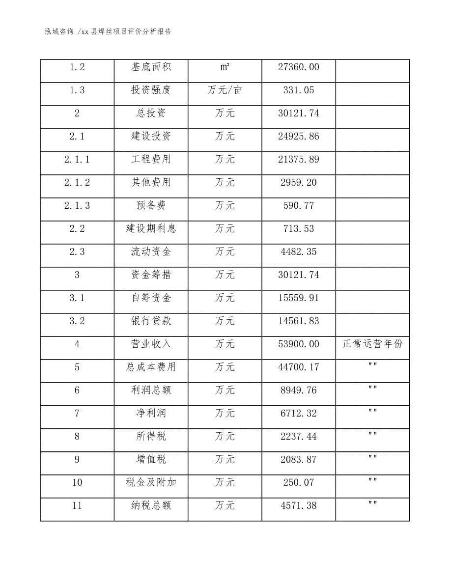 xx县焊丝项目评价分析报告（范文参考）_第5页