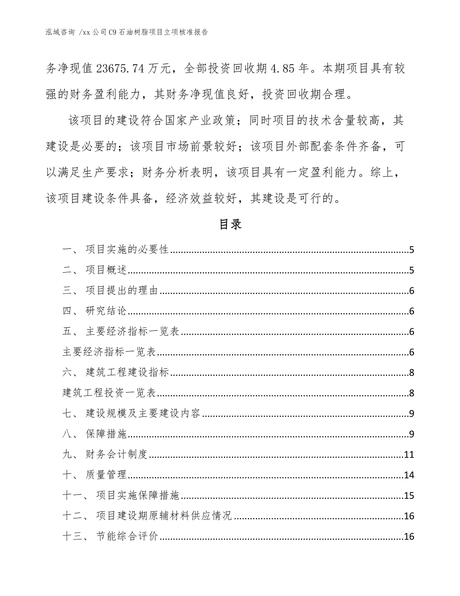 xx公司C9石油树脂项目立项核准报告（参考范文）_第2页