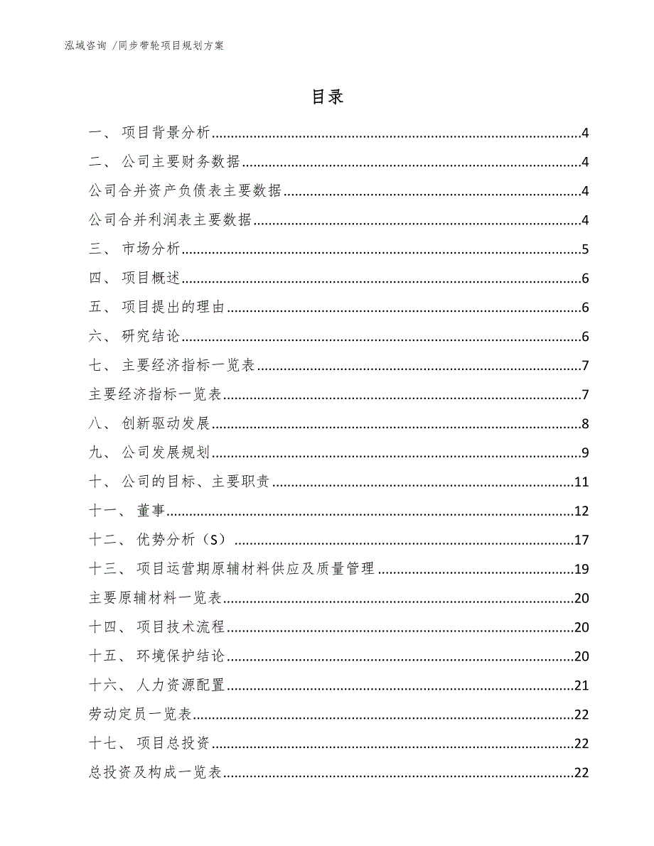 同步带轮项目规划方案（模板范文）_第1页