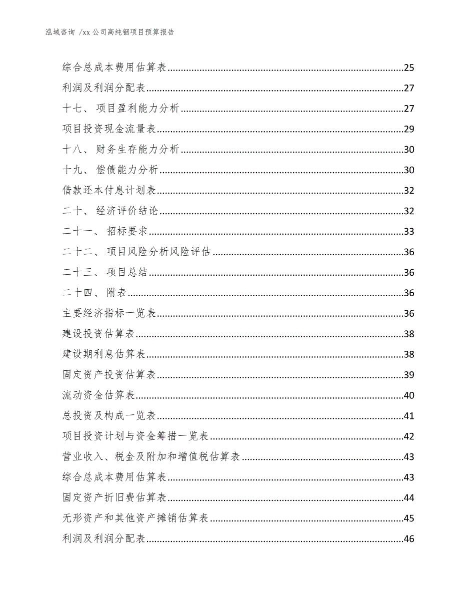 xx公司高纯铟项目预算报告（模板范本）_第2页