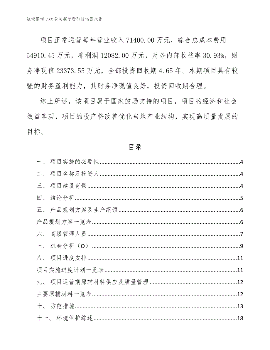 xx公司腻子粉项目运营报告（模板范本）_第2页