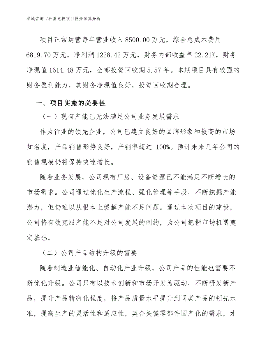 石墨电极项目投资预算分析（模板范本）_第3页