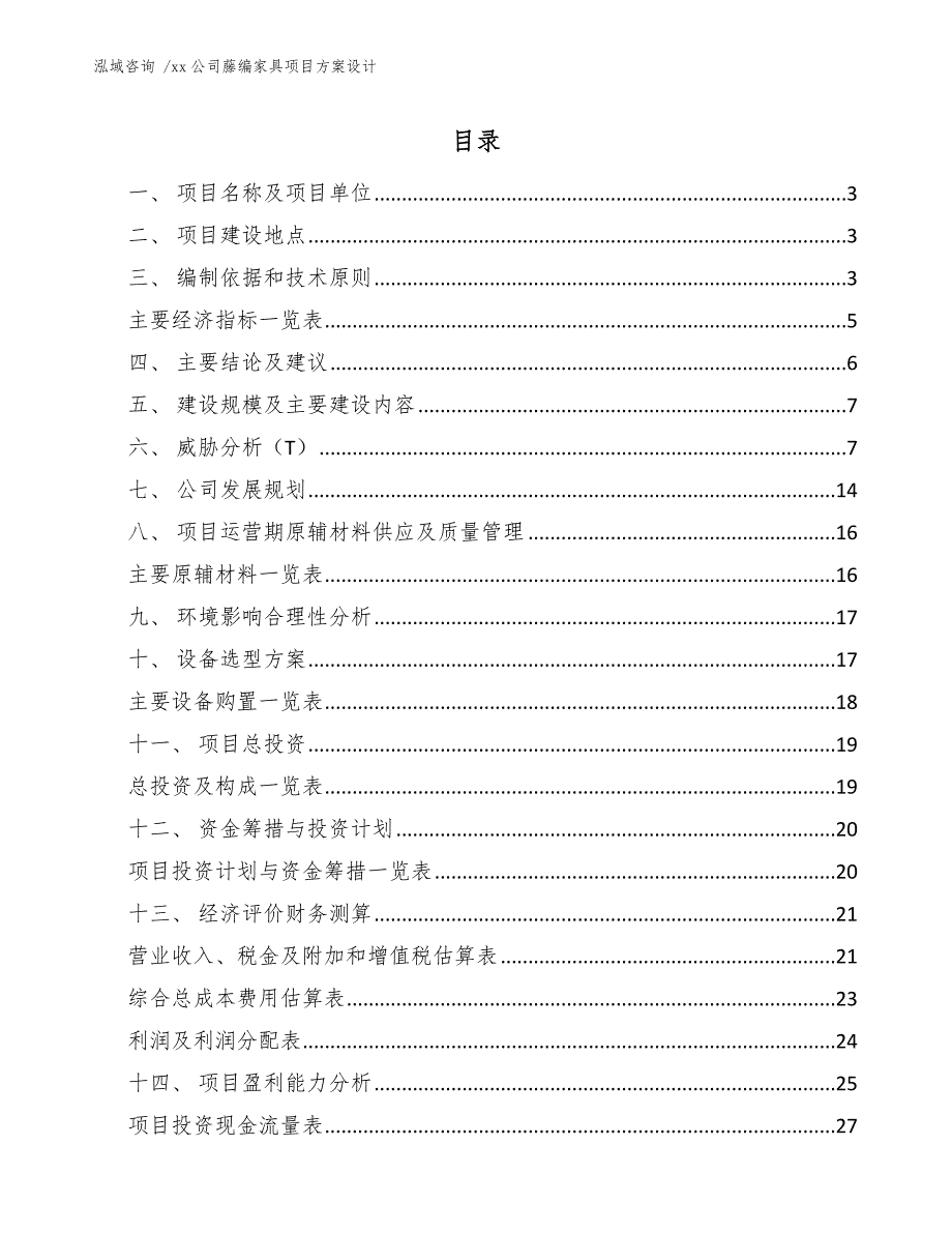 xx公司藤编家具项目方案设计（参考模板）_第1页