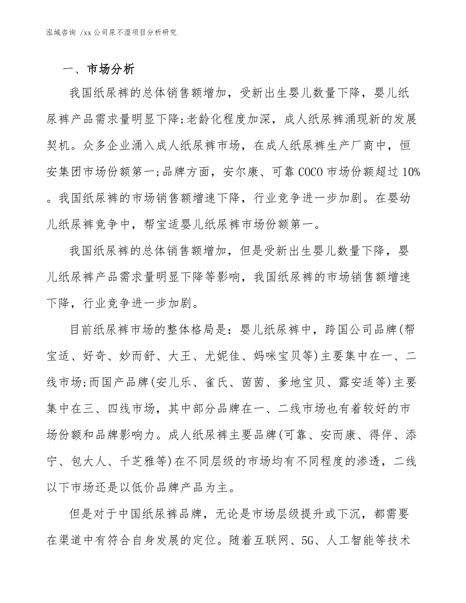 xx公司尿不湿项目分析研究（范文模板）_第3页