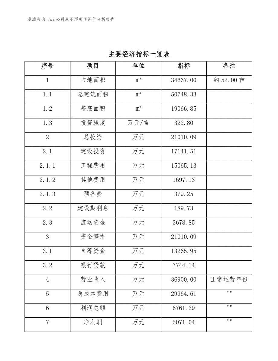 xx公司尿不湿项目评价分析报告（范文参考）_第5页