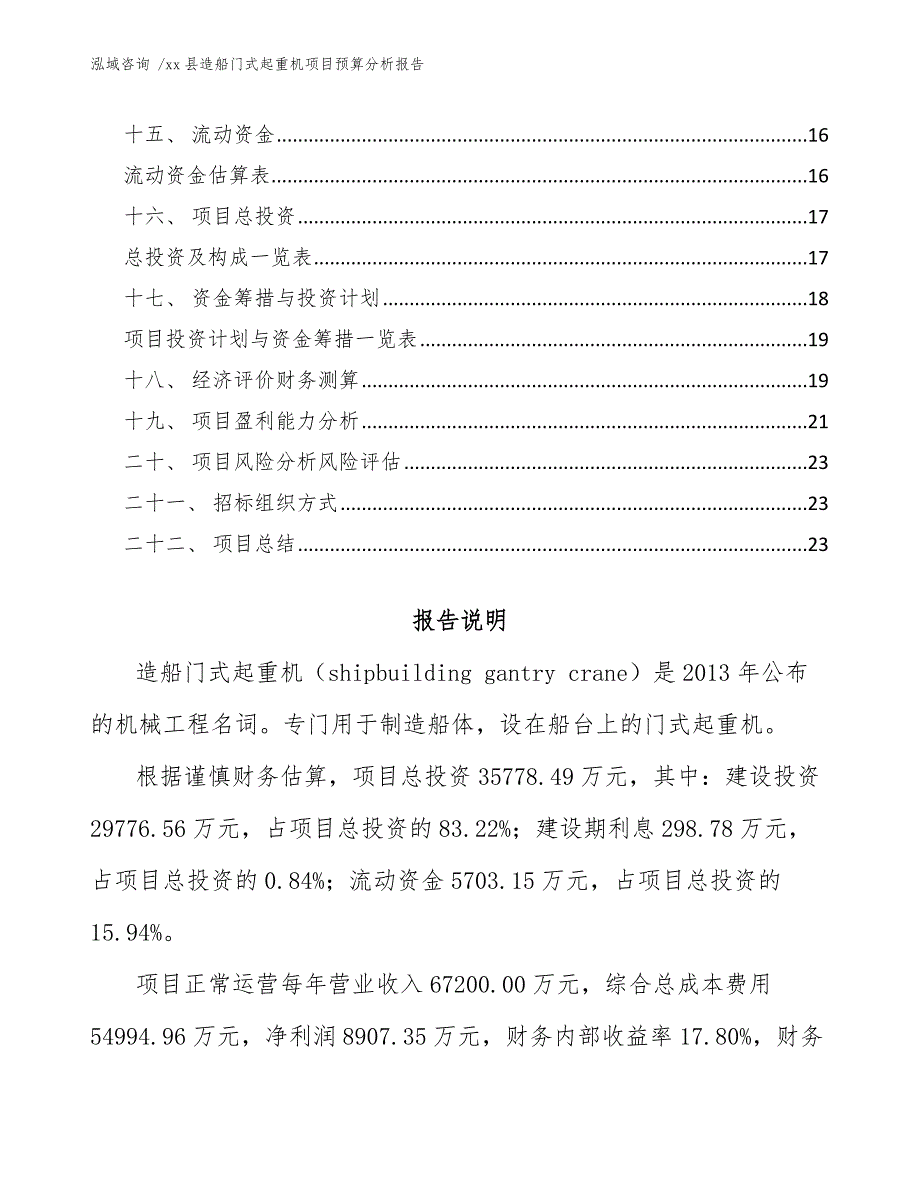 xx县造船门式起重机项目预算分析报告（模板）_第2页