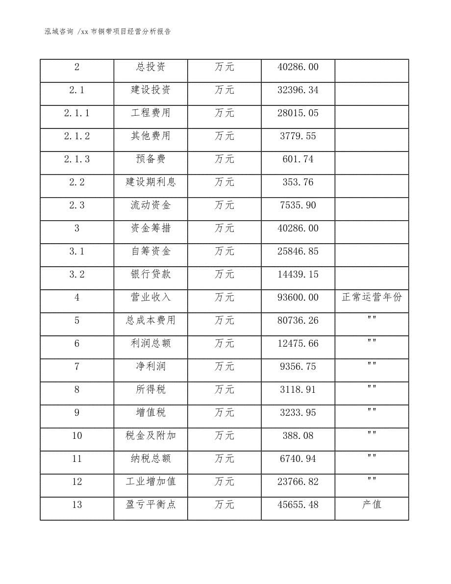 xx市铜带项目经营分析报告（范文模板）_第5页