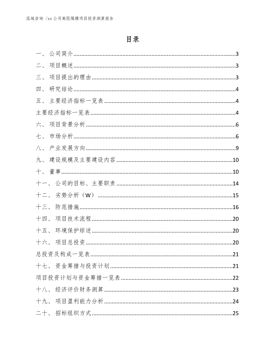 xx公司高阻隔膜项目投资测算报告（参考模板）_第1页