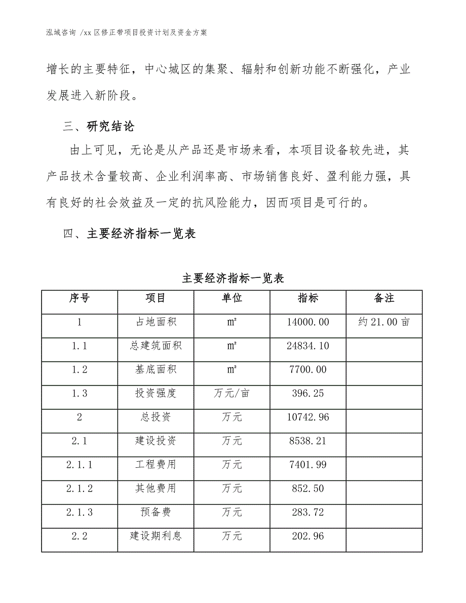 xx区修正带项目投资计划及资金（范文参考）_第4页