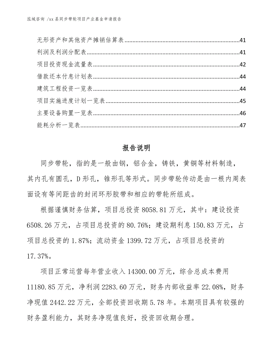 xx县同步带轮项目产业基金申请报告（模板参考）_第3页