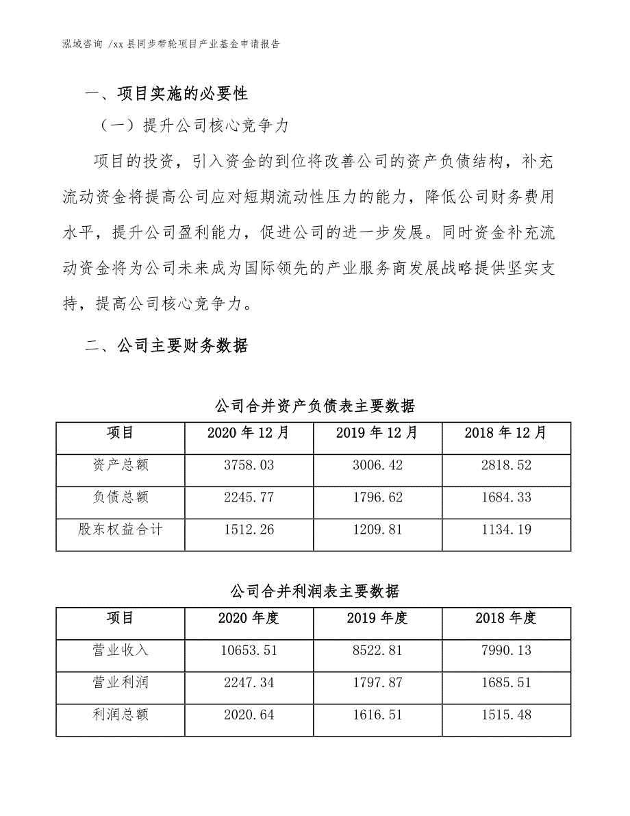 xx县同步带轮项目产业基金申请报告（模板参考）_第4页