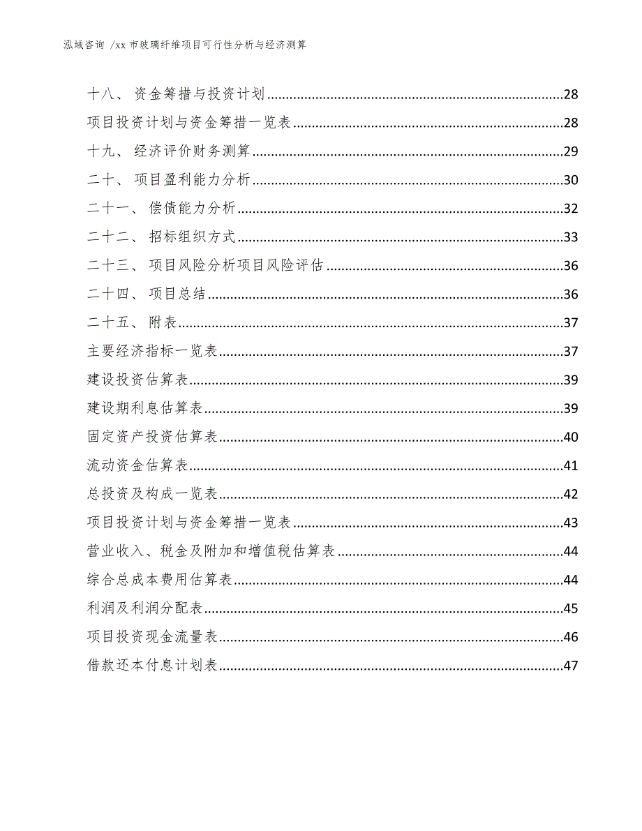 xx市玻璃纤维项目可行性分析与经济测算（模板）_第2页