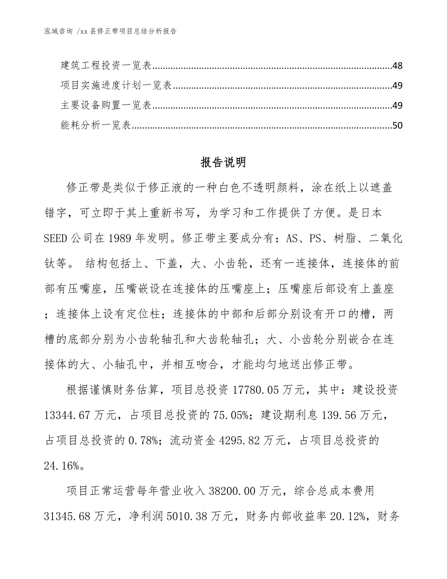 xx县修正带项目总结分析报告（参考模板）_第3页