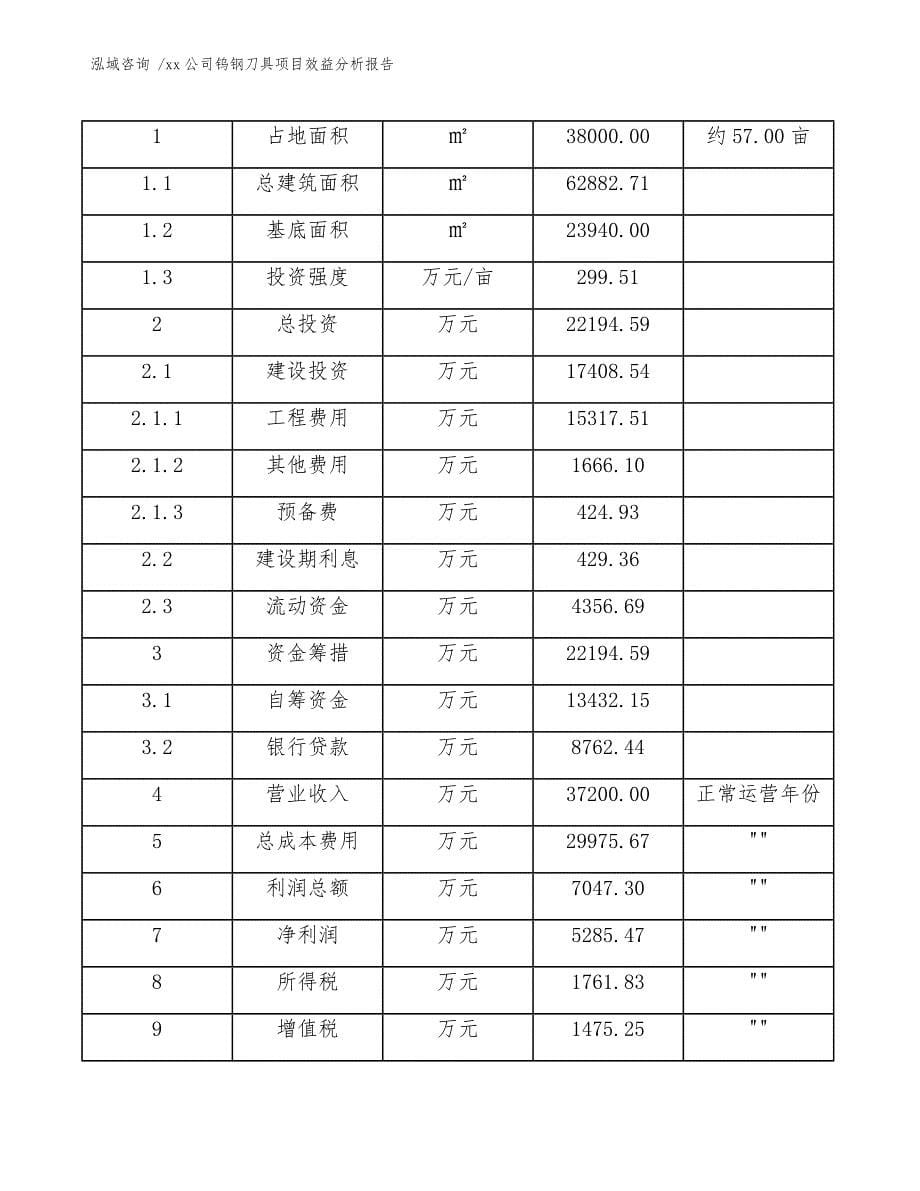 xx公司钨钢刀具项目效益分析报告（模板参考）_第5页