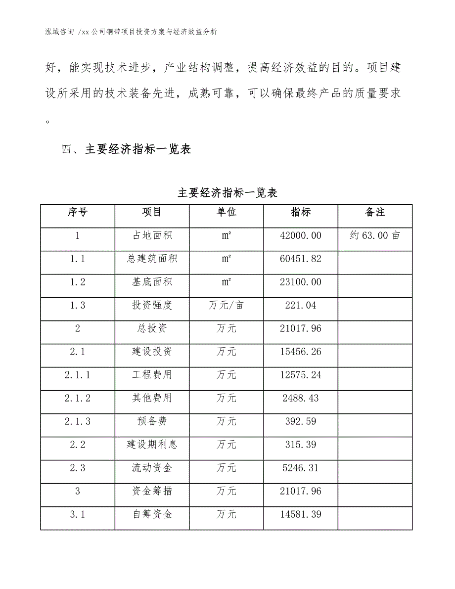 xx公司铜带项目投资方案与经济效益分析（模板范本）_第4页