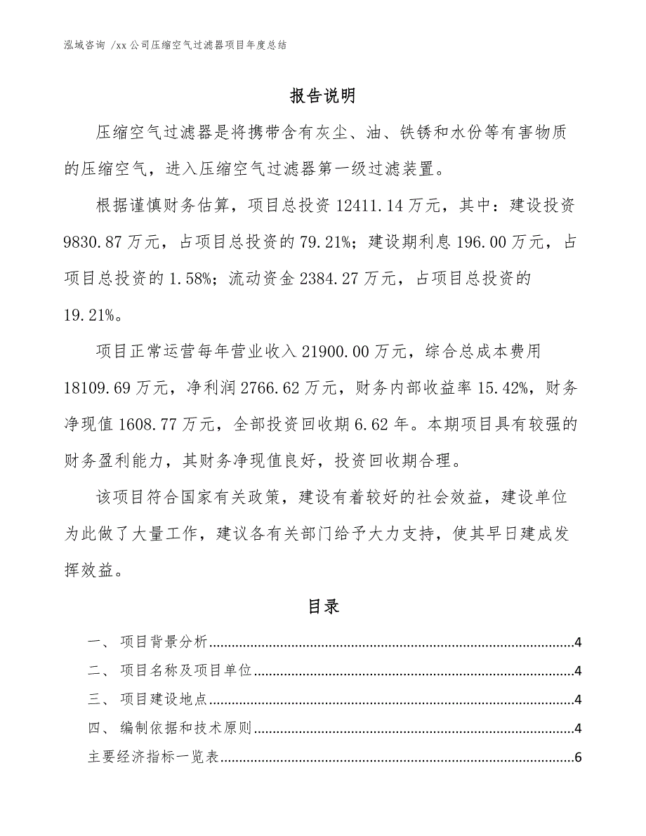 xx公司压缩空气过滤器项目年度总结（模板参考）_第1页