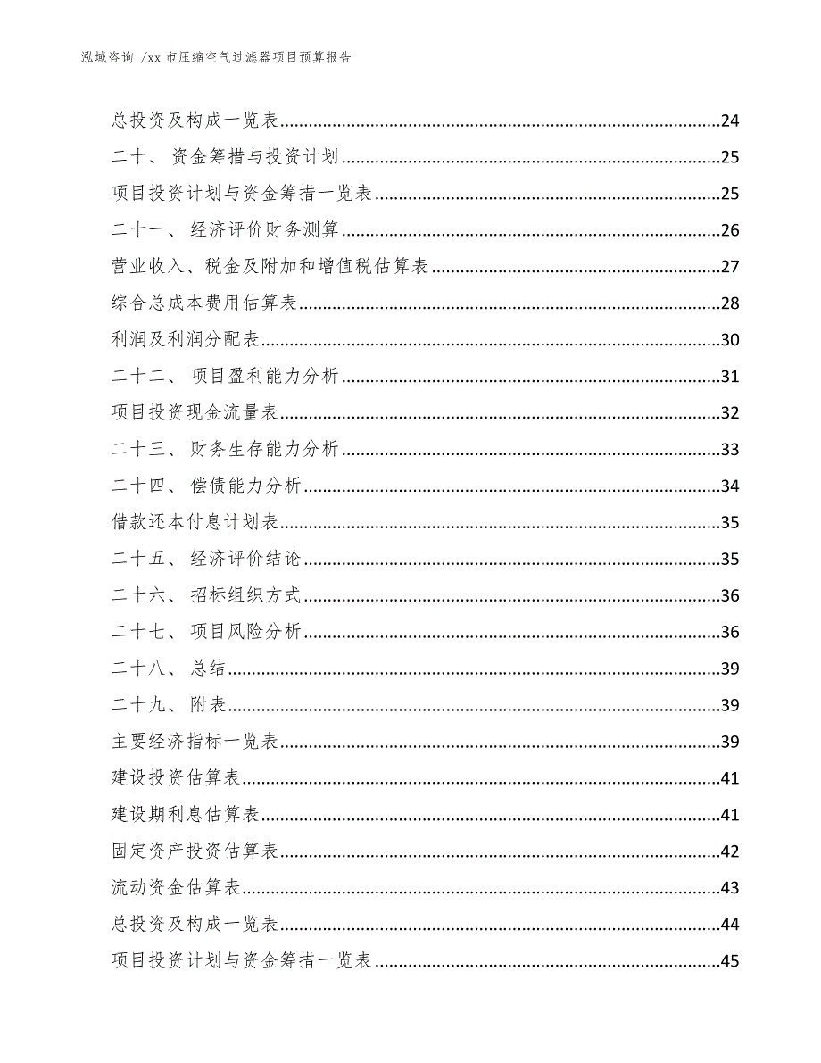 xx市压缩空气过滤器项目预算报告（模板）_第2页