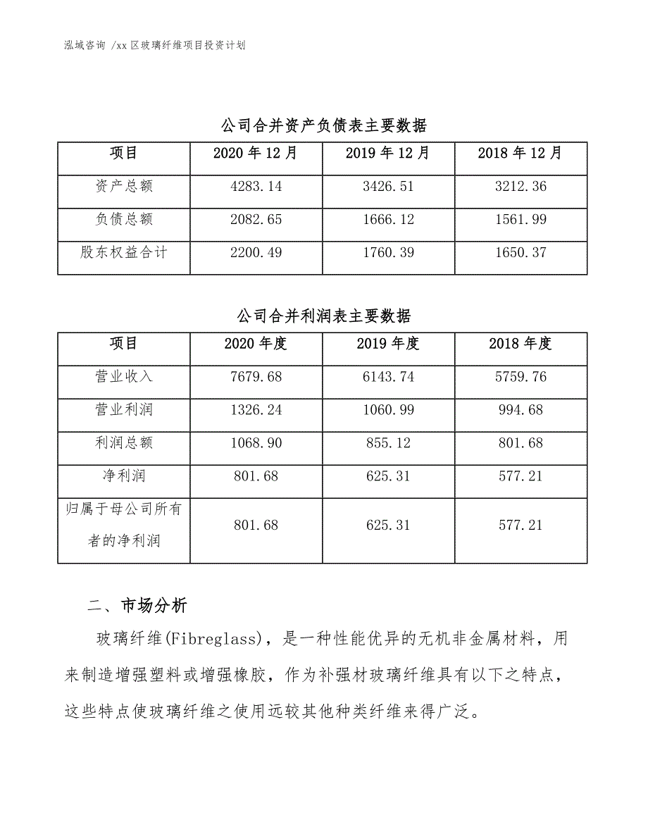 xx区玻璃纤维项目投资计划（范文模板）_第3页