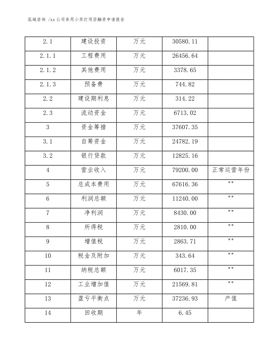 xx公司食用小苏打项目融资申请报告（参考模板）_第4页