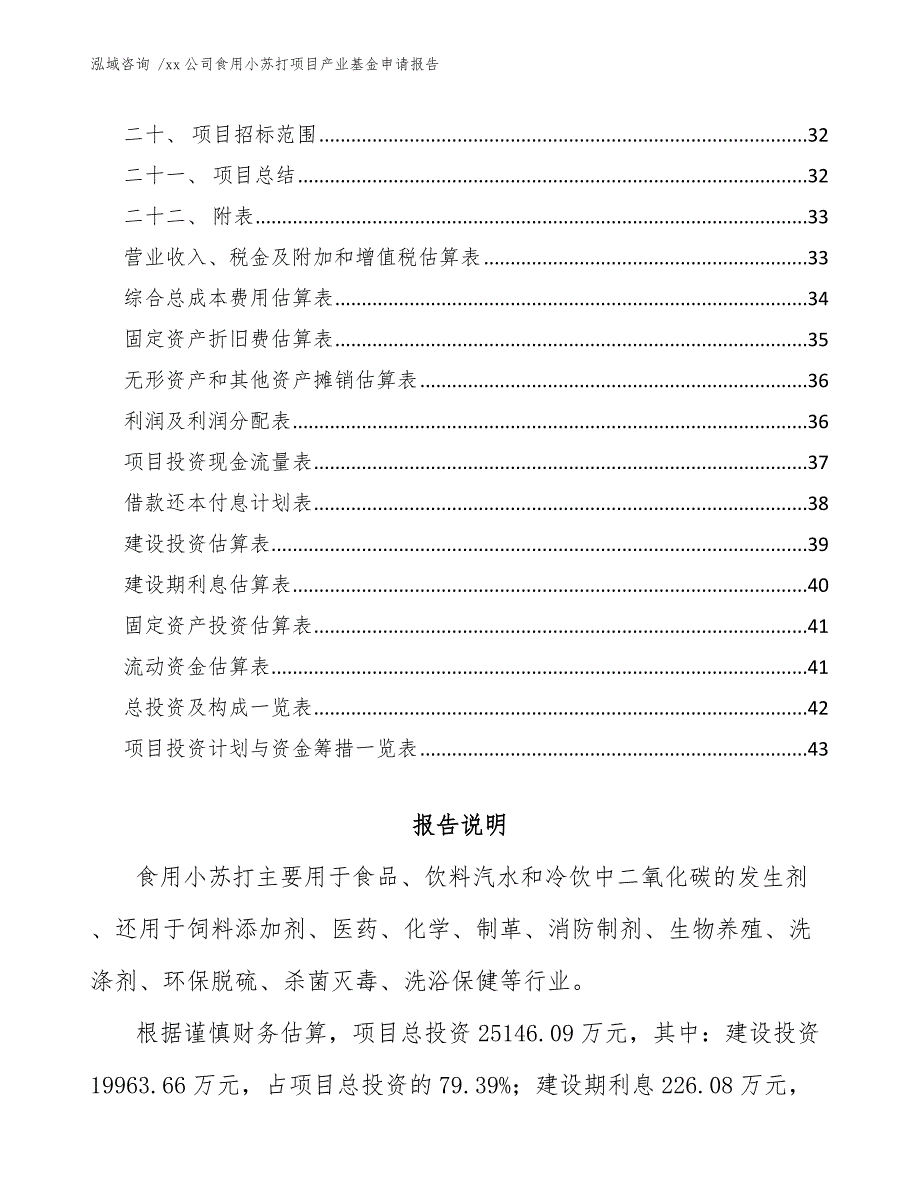 xx公司食用小苏打项目产业基金申请报告（模板范文）_第2页