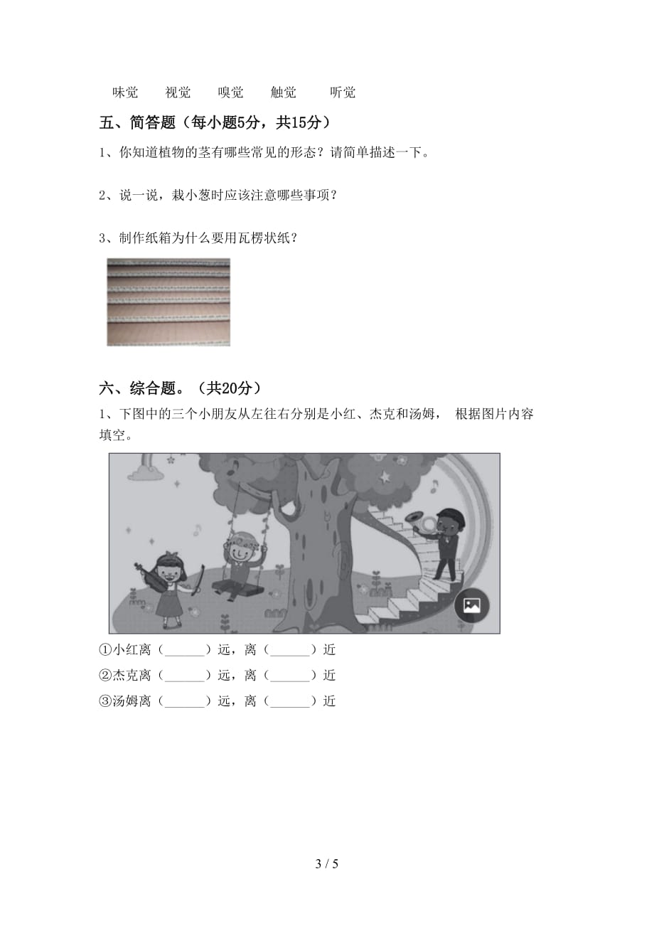 大象版二年级科学上册期末考试（精编）_第3页