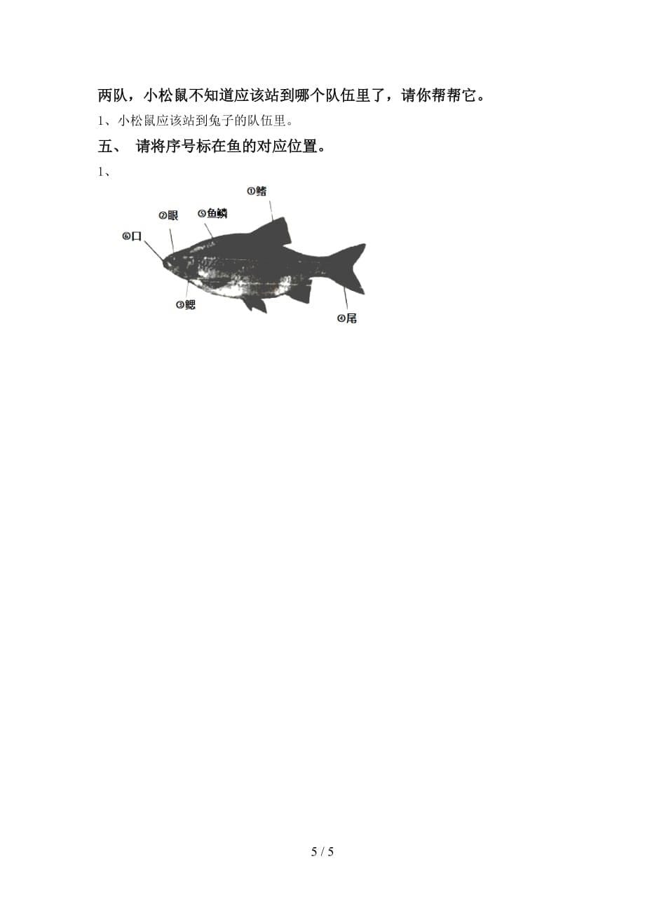 大象版一年级科学上册第二次月考考试卷含答案_第5页